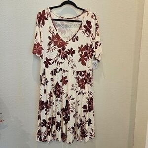 Torrid Mini Super Soft Skater Dress Floral Ivory Size 1X NWT